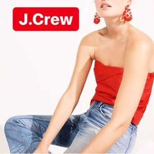 J. Crew Red Strapless Cross-front Top